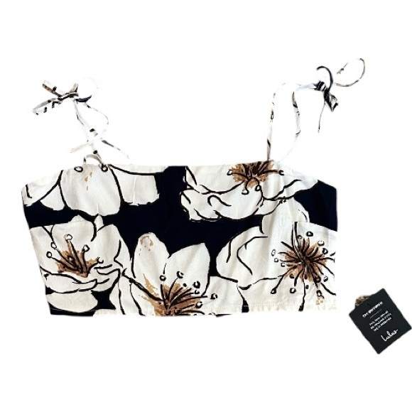 NWT Lulu's Black and Cream Floral Skirt Set Sz XL Womens Sz 14 - Picture 6 of 15